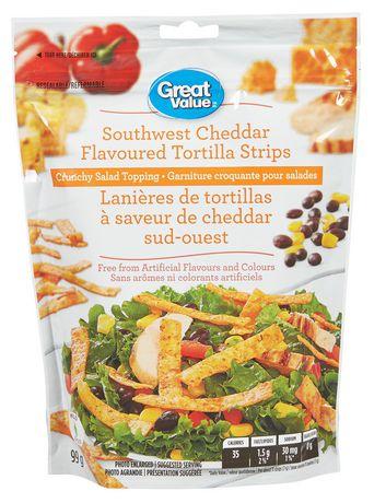 Image of Great Value Southwest Cheddar Flavoured Tortilla Strips Crunchy Salad Topping