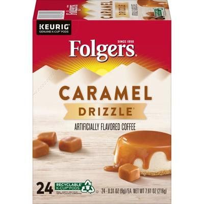 Image of Folgers Caramel Drizzle Flavored Ground Coffee, K-Cup Pods, 24-Count