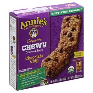 Image of Annies Homegrown, Bar Granola Chewy Chocolate Chip Organic Organic 6 Count, 0.89 Ounce