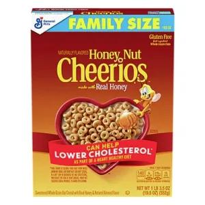 Image of General Mills, Honey Nut Cheerios Gluten Free Breakfast Cereal, Family Size 19.5 oz