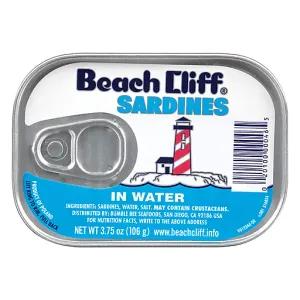 Image of BEACH CLIFF Sardines in Water, 3.75 Ounce Can, Wild Caught, High Protein Food and Snacks