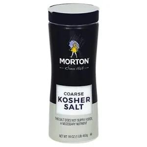 Image of Morton Coarse Kosher Salt – For Everyday Cooking, Grilling, Brining, and as a Margarita Salt Rimmer, 16 OZ Canister