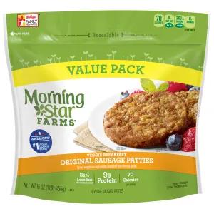Image of MorningStar Farms, Veggie Breakfast Sausage Patties, Original, Value Pack, 12 Ct, 16 Oz