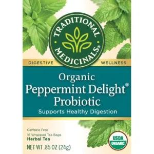 Image of Traditional Medicinals Herbal Tea, Organic, Peppermint Delight Probiotic, Tea Bags
