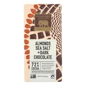 Image of Endangered Species Natural Chocolate Bar – Dark Chocolate – 72 Percent Cocoa – Sea Salt And Almonds – 3 Oz Bars (Case of 12)