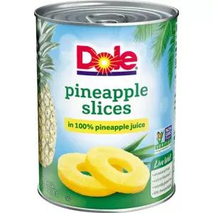 Image of Dole Pineapple Slices in 100% Pineapple Juice, Canned Pineapple, 20 Oz