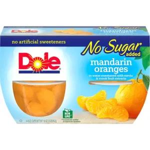 Image of (4 Cups) Dole Fruit Bowls No Sugar Added Mandarin Oranges, 4 oz cups
