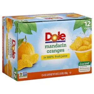 Image of Dole Fruit Bowls Mandarin Oranges in 100% Fruit Juice, 4 Oz Bowls, 12 Cups of Fruit