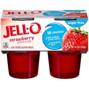 Image of Jell-O Sugar Free Ready to Eat Strawberry Gelatin, 4 ct - 12.5 oz Package