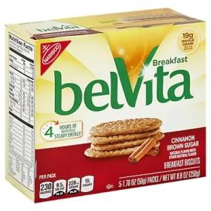 Image of belVita Cinnamon Brown Sugar Breakfast Biscuits, 5 Packs (4 Biscuits Per Pack)