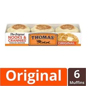 Image of Thomas Nooks & Crannies English Muffins Original Plain 6 Count - 13 Oz