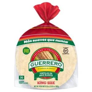 Image of Guerrero Tortillas Corn White Maiz Blanco King Size Bag 30 Count - 37.05 Oz
