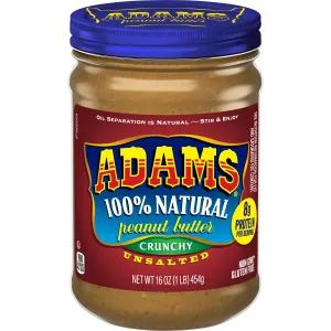 Image of Adams 100% Natural CRUNCHY UNSALTED Peanut Butter 16oz (2 Pack)