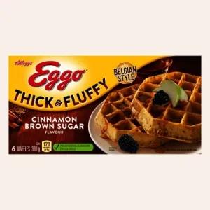 Image of EGGO Thick & Fluffy Cinnamon Brown Sugar Flavour Belgian Waffles, 330g (6 waffles)