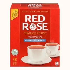 Image of Red Rose Decaffeinated Black Tea for a hot, refreshing drink Orange Pekoe Rainforest Alliance Certified 48 ct