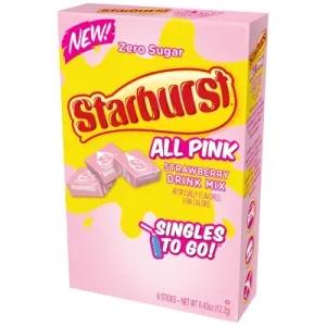 Image of Starburst Drink Mix Singles To Go Low Calorie Strawberry All Pink 6 Count - 0.43 Oz