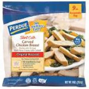 Image of Perdue Fully cooked chicken breast strips flavored with natural herbs and spices. Carved from 100% PERDUE white chicken breast meat then perfectly seasoned w
