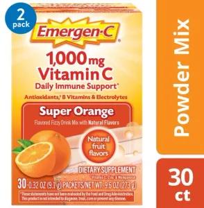 Image of Emergen-C Super Orange Vitamin C Immune Supplement Fizzy Drink Mix Packets 1000 mg