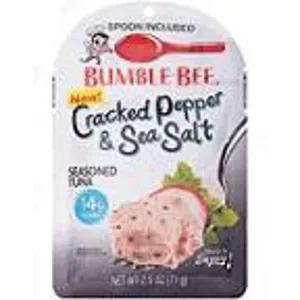Image of Bumble Bee Cracked Pepper and Sea Salt Seasoned Tuna Fish Pouch with Spoon, 2.5 Ounce Pouch, High Protein Food and Snacks