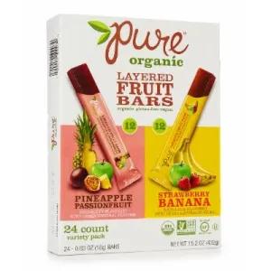 Image of Pure Organic Layered Fruit Bars (Pineapple Passionfruit; Strawberry Banana)