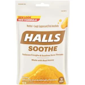 Image of Halls Soothe Honey Menthol Suppressant Cough Drops