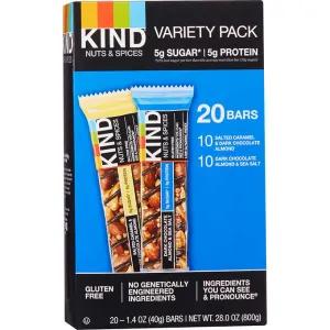 Image of Kind 20 Bar Variety Pack Salted Caramel Dark Chocolate Almond, Dark Chocolate Almond and Sea Salt