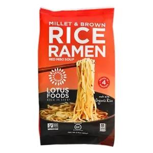 Image of Lotus Foods Organic Rice Ramen With Miso Soup, Millet And Brown, 2.8 oz, Case of 10