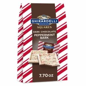 Image of GHIRARDELLI CHOCOLATE, SQUARES, PEPPERMINT BARK COLLECTION, DARK CHOCOLATE
