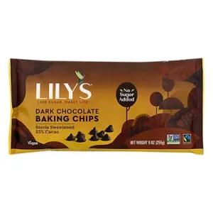 Image of Lily’s Sweets Dark Chocolate Premium Baking Chips, 55% Cocoa, 9 oz (Case of 12)