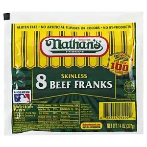 Image of Nathans Famous Beef Franks Skinless 8 Count - 14 Oz