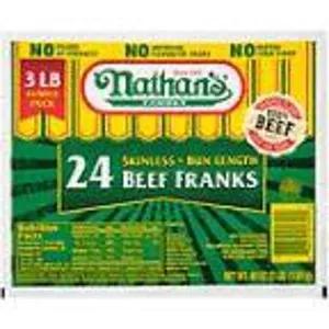 Image of Nathan's Famous Skinless Bun Length Beef Franks